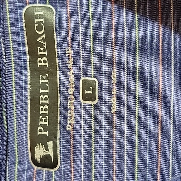 Pebble Beach Men's Golf Polo, Blue Striped Shirt, Size Large - Picture 4 of 6
